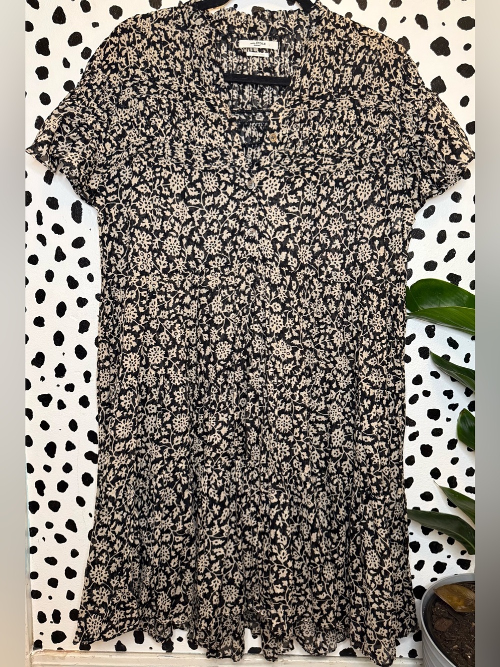 Étoile Isabel Marant Floral Boho Lanikaye Tiered Button Down Mini Dress